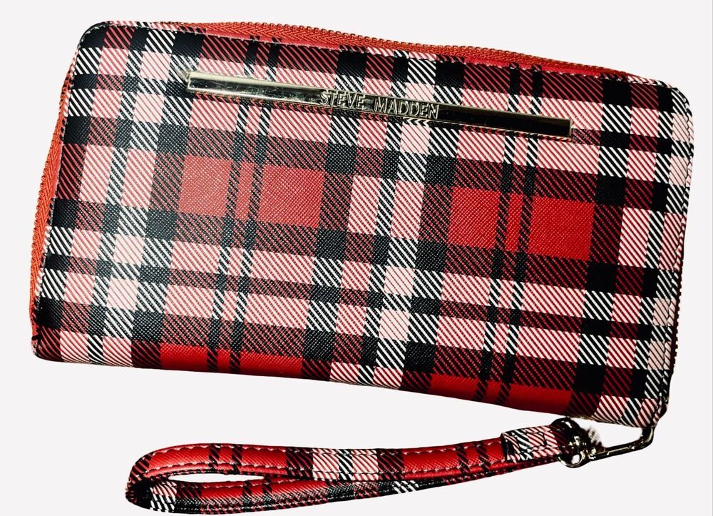 Steve Madden Plaid Zip Around Wallet
